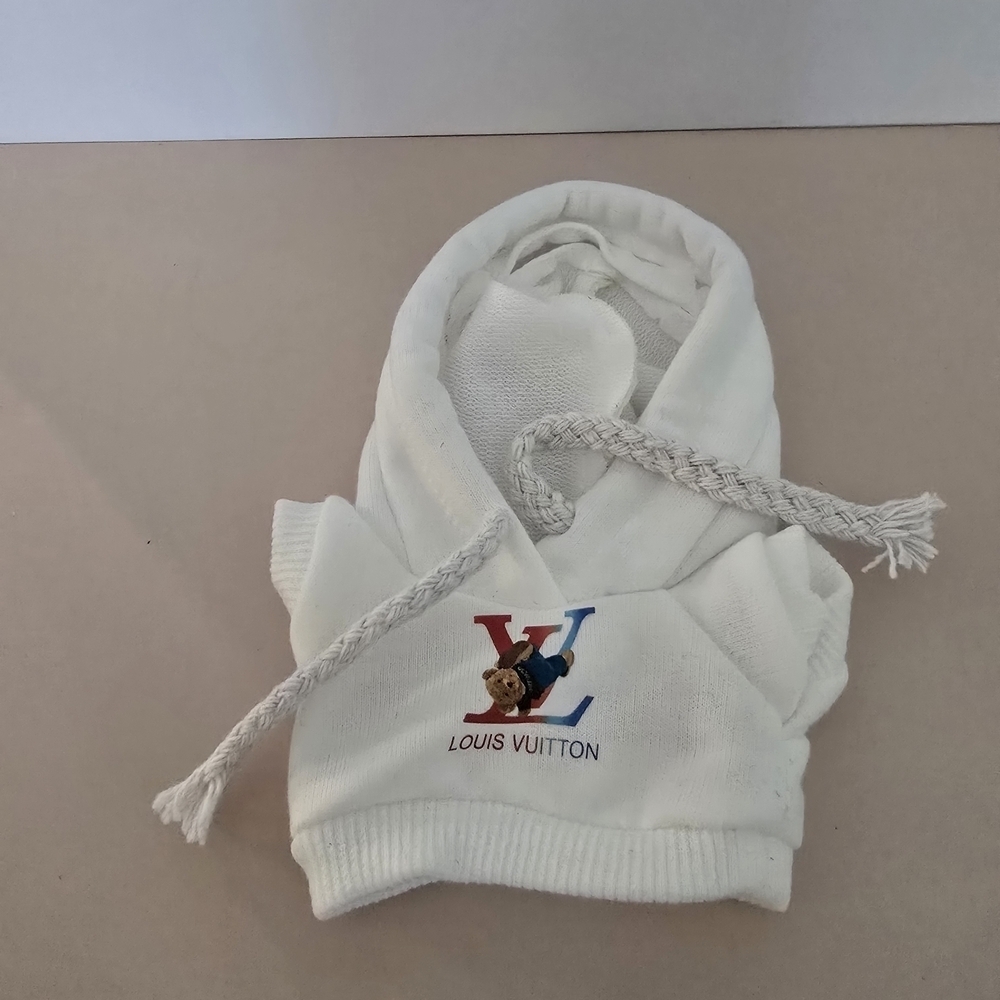 Louis Vuitton White Hoodie with Bear Logo